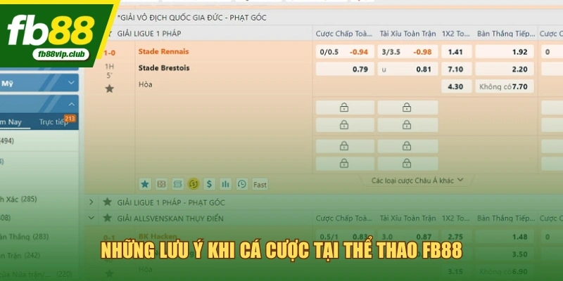Những lưu ý khi cá cược tại thể thao FB88